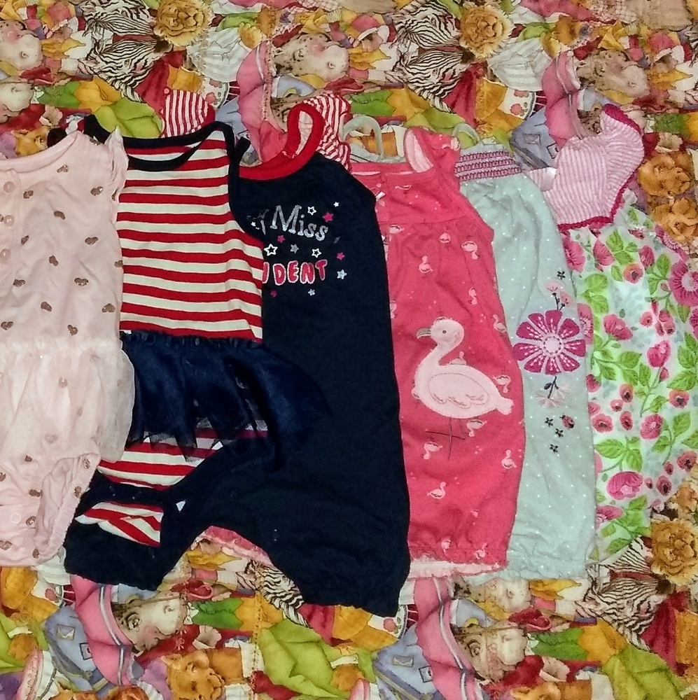Baby girls size 6-9 months rompers